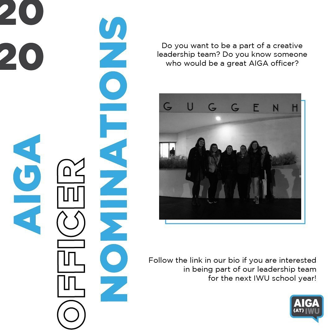 iwuartdesign's tweet photo. As the semester is ending, AIGA is looking for three more team members! Officer positions we have opening up are Event Coordinator, Treasurer/Secretary, and Director of Marketing. If you are interested in any of these positions, please fill out the link in our Insta bio! https://t.co/WyTdrGiXzm