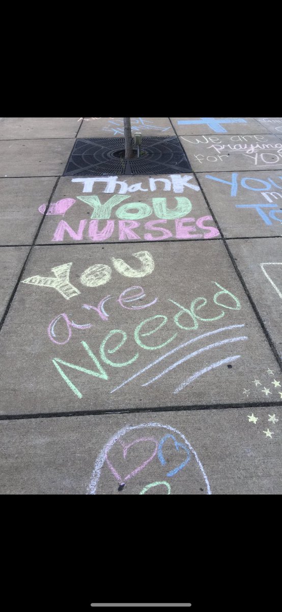 DenmanCk's tweet photo. My mom works at Methodist Germantown and sent me pictures of what people had written for her and her coworkers on the hospitals sidewalks🥺 https://t.co/5fkmq7sxZe