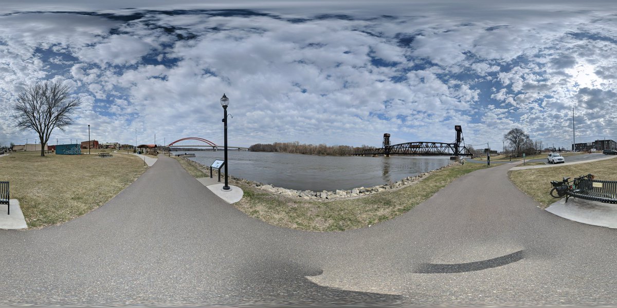 Since the Cannon Valley Trail is closed (which was the entire point of that corner of the triangle) I went straight from Cannon Falls to Beautiful, Historic, Downtown Hastings.Click the link to see the picture as a full photosphere. https://photos.app.goo.gl/o5meko4xKURf2vFm9 – at  Levee Park