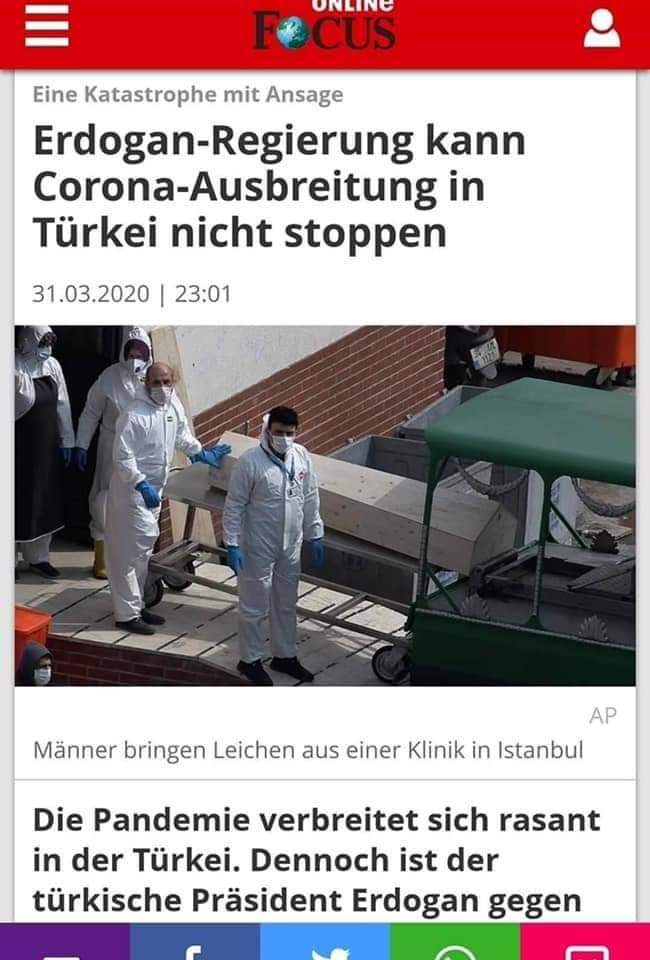 MBKA_5's tweet photo. Deutschland:
82 Millionen Einwohner
82.000 infizierten
997 Todesfälle 

Türkei:
86 Millionen Einwohner
16.000 infizierte
277 Todesfälle

Deutsche Medien, einfach nur fabelhaft 😜 https://t.co/lIlDLxPoOq