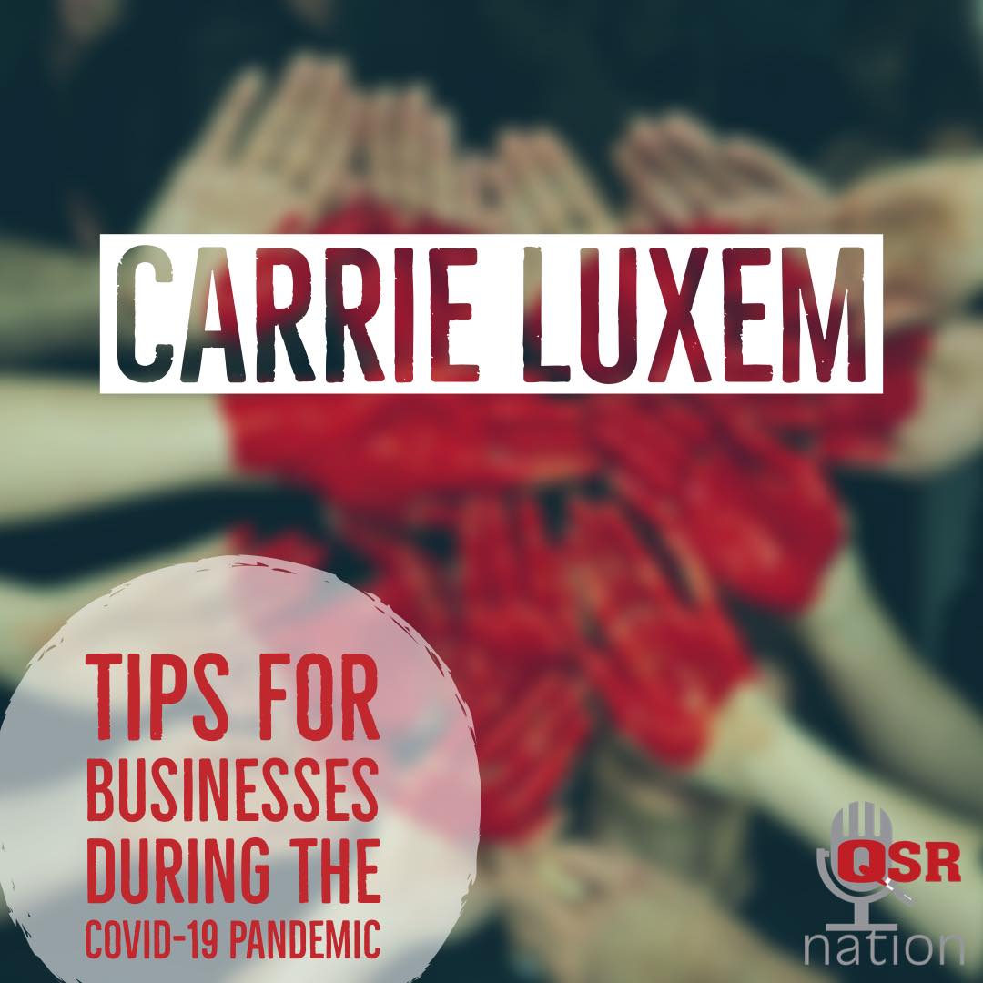QSRnation's tweet photo. @QSRnation is back at it with our favorite friend of the show, @CarrieLuxem! She is here to explain all the helpful tips for businesses during the #covid19 pandemic. We are all in this together! https://t.co/XVyaPCl9Fw #podcast https://t.co/ll4srX4tJu