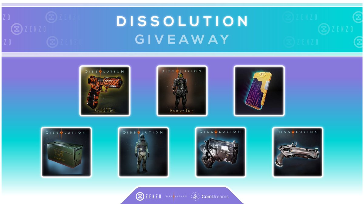 zenzo_ecosystem's tweet photo. 🎊 @DissolutionGame Giveaway! 🎊

We had a few prizes left over from #TheCheckpoint and wanted to give some more people a chance to win (7 to be exact). 

How to Enter:

1. Follow @zenzo_ecosystem 
2. Follow @DissolutionGame 
3. RT

Winners will be announced in 2 weeks! Good Luck https://t.co/Af4F0UsmHu