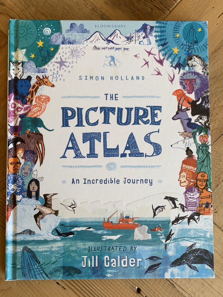  #ActualFactuals  #BookOfTheDay Day 5 - THE PICTURE ATLAS by Simon Holland, stunningly illustrated by  @jillcalder! An absolute delight of a book!