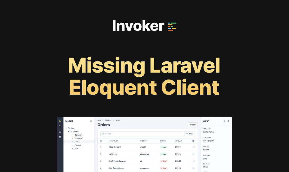 lepikhinb's tweet image. We are giving away 6 @invokerdev licenses! Enter now here: invoker.dev/contest
Double up your chances and share the tweet, 3 random RTs will get a license too!
Invoker is a Laravel Eloquent client for macOS, Windows and Linux.

Winner will be selected and announced April 12th
