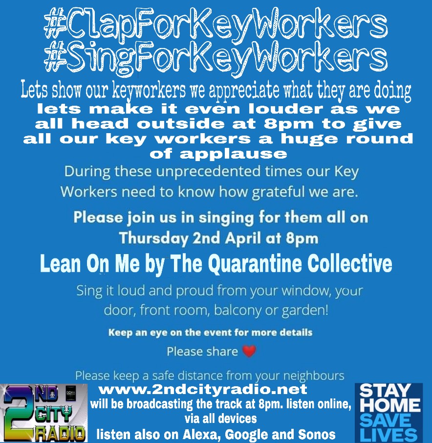 ChrisHostandDJ's tweet photo. @MartinJohnMusi1 @DJDurrant @SECONDCITYRADIO 
#StayHomeSaveLives 
#clapforkeyworkers 
#ClapForCarers 
#SingfortheNHS
#singforkeyworkers
Tonight on https://t.co/lBtN4DEJ6q 
At 8pm sing, clap &amp; be proud.
Listen on Alexa, Google, Sonos &amp; online devices https://t.co/U94noPbifW https://t.co/nHsYQq6QoE