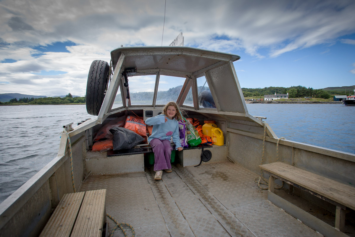 Ruby Low waves goodbye to her friend Isobel as she leaves her on Mull to return to her home on Isle of Ulva, off Isle of Mull, Scotland (2004) #WeAreHighlandsAndIslands  #TheHillsAreAlwaysHere