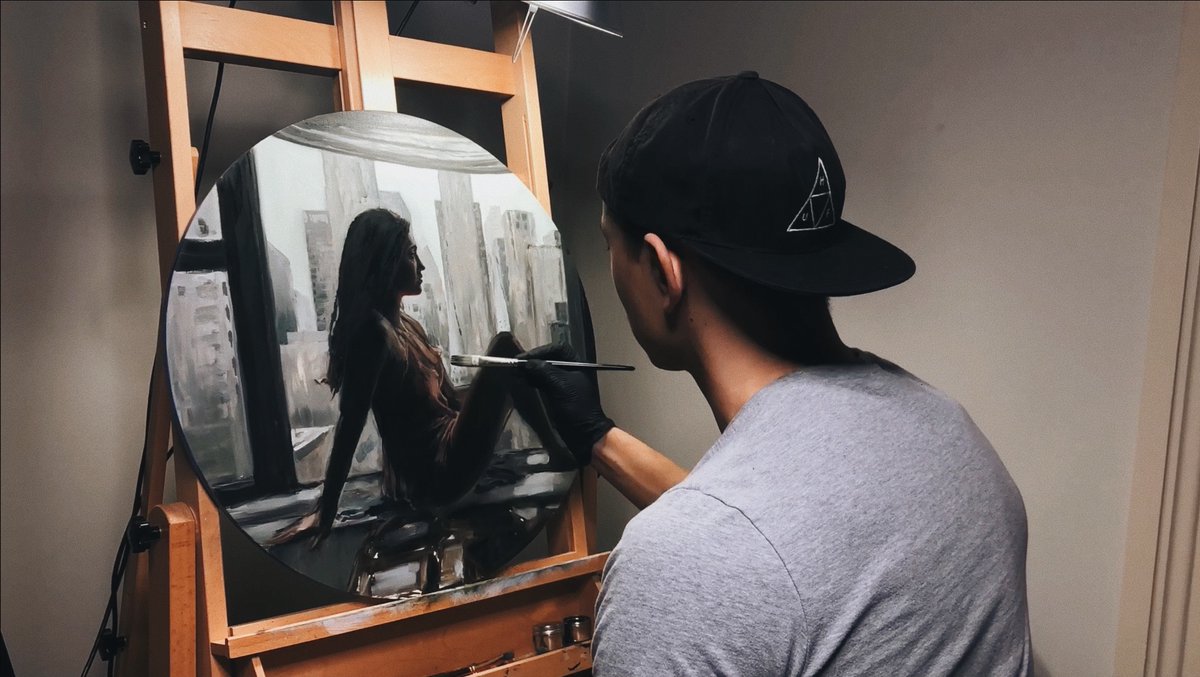 beaubfrank's tweet photo. Painting my girlfriend during #quarantine #stayhome https://t.co/BnJ6D5X81y