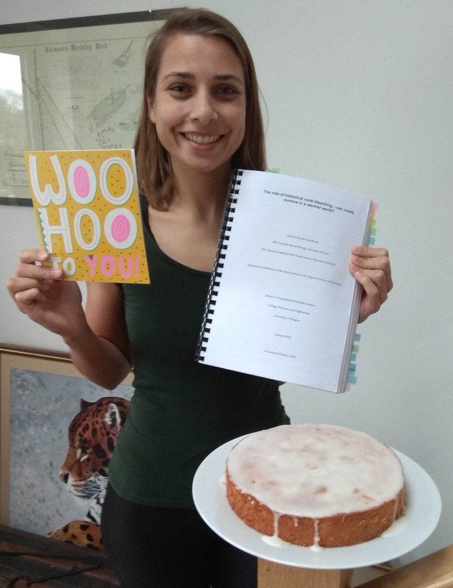 HBJBaxter's tweet photo. Just passed my (remote) viva! Future celebrations to follow with @UofGGES now time for #cake #PhD #PhDone https://t.co/qLxxfpPUyw