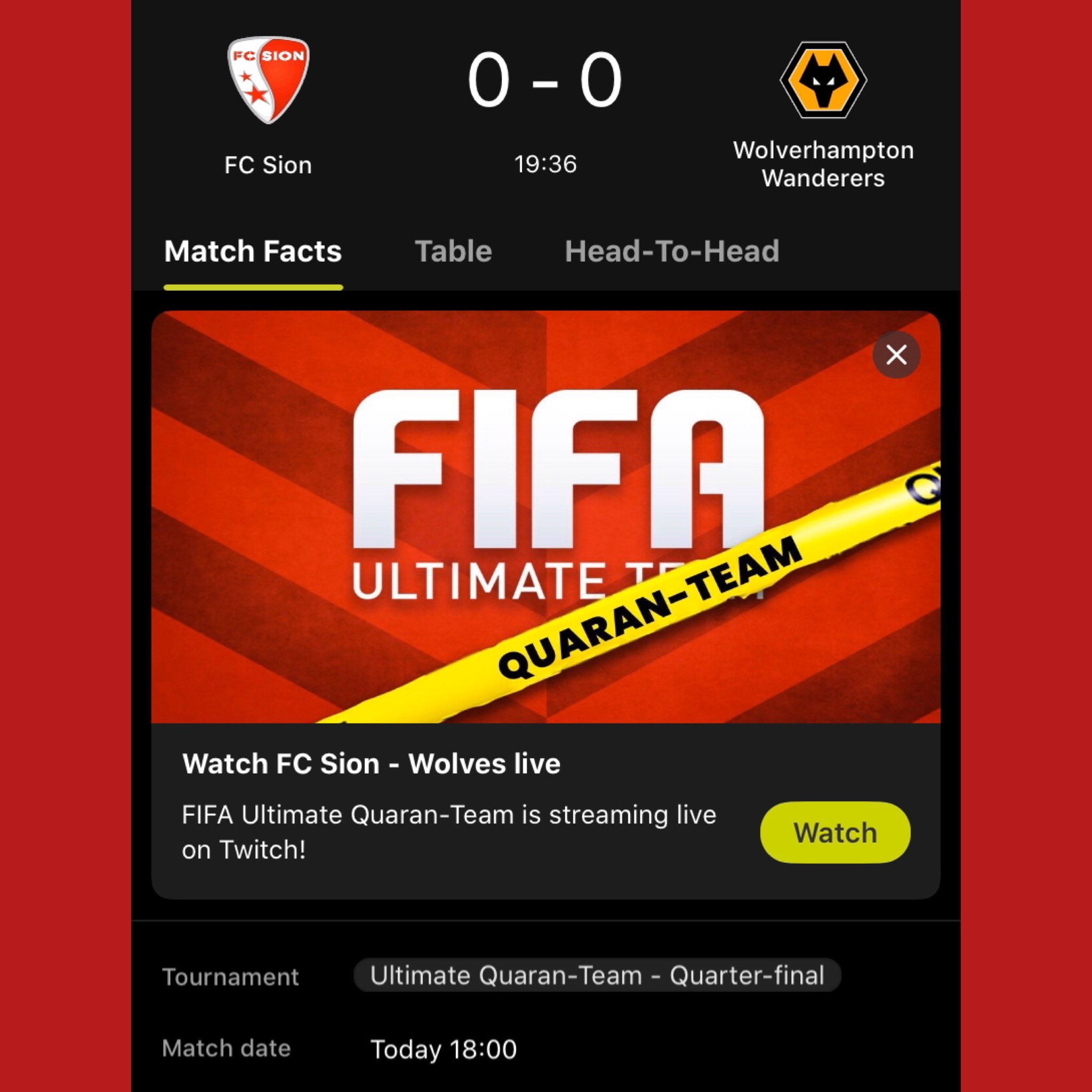 Links to watch live match sale