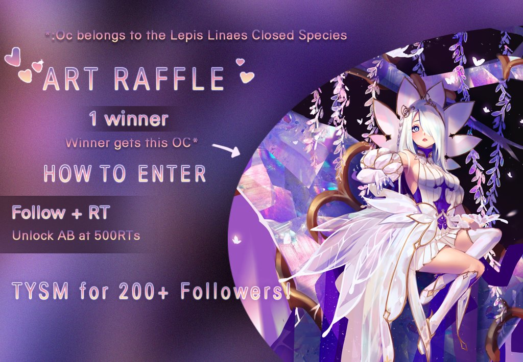 NysaliNymph's tweet image. 💖 ART RAFFLE 💖
I&apos;m so happy to have hit the 200+ followers, thank you all so much! (i worked so hard pls dont let it flop 😭)

R U L E S
→ Follow + RT to enter
→ New followers welcomed! 
→ Winner must have open DMs and reply within 48hrs