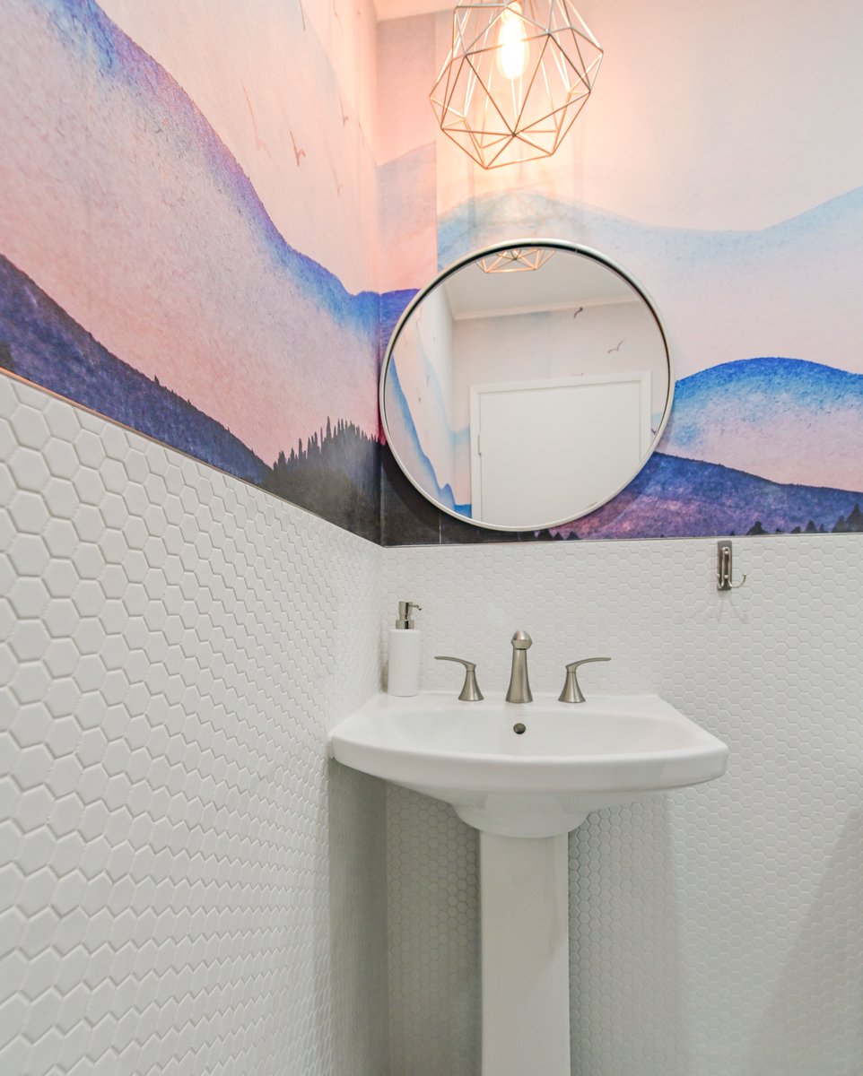 greenbayremodel's tweet photo. Here is an older project we did. We hope everyone is safe out there and we can't wait to get back out to making your dreams come true, such as this remodeled bathroom with a cool blue theme with the cabinets, a geometric tiling, and a tub shower to match. 
#greenbayremodeling https://t.co/EYyoiC2pWC