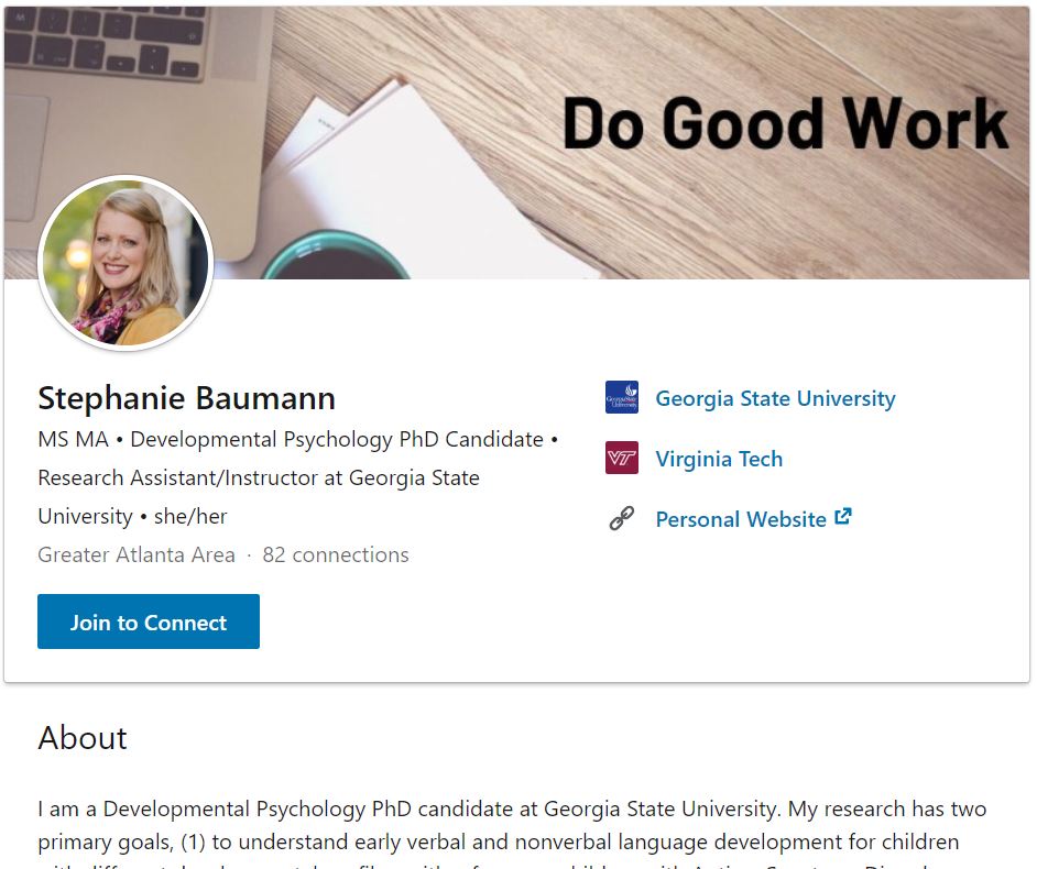 SDBaumann's tweet photo. @LifelongMaking Thankful that the #GaLEND program has encouraged us to create LinkedIn profiles that allow us to connect with other professionals and leaders in the field! #MLCPhotoHunt #MLC2020 @CLD_GSU https://t.co/HETr4xXPN8