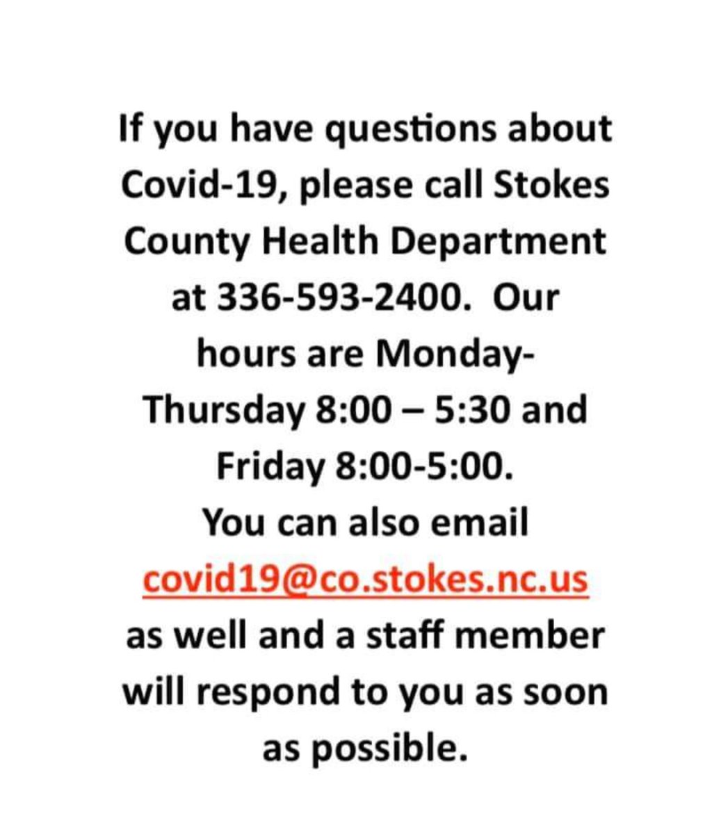 SRuritans's tweet photo. Stokes County Health Department https://t.co/MHvGZLnuBF