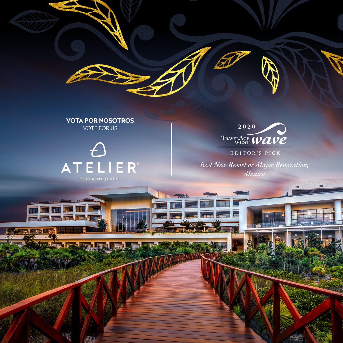 Vota por ATELIER Playa Mujeres como Mejor Nuevo Resort en: TravelAgeWest.com/WAVE/Vote

Vote for ATELIER Playa Mujeres for Best New Resort or Major Renovation: TravelAgeWest.com/WAVE/Vote