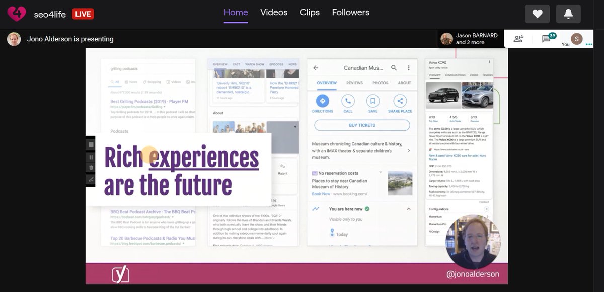 Time flies when you're having fun ☹️ The last speaker of #SEO4Life, <a href="/jonoalderson/">Jono Alderson</a>, is already presenting! And getting us excited about the web (and SEO)!
