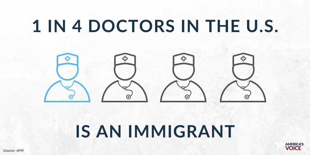 AmericasVoice's tweet image. Immigrants are saving lives during 
the #Coronavirus pandemic. 1 in 4 of them are doctors 
#ThankYouImmigrants