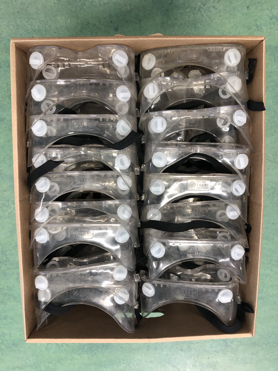 sbhs_biology's tweet photo. Packaged up 450 pairs of goggles and safety specs @SouthBromsHigh in answer to the call from Worcester Acute Trust. All ready for collection thanks to @HelsMcaleese and @SthBromPhysics for giving me a hand. #NHSThankYou https://t.co/zGWbPWTq4P