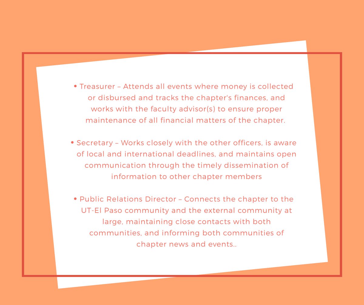 UTEPEnglHonors's tweet photo. If you haven’t read the emails Dr. Zimbalist has sent, take a look at the officer positions and duties! https://t.co/YvMCpjMzxJ