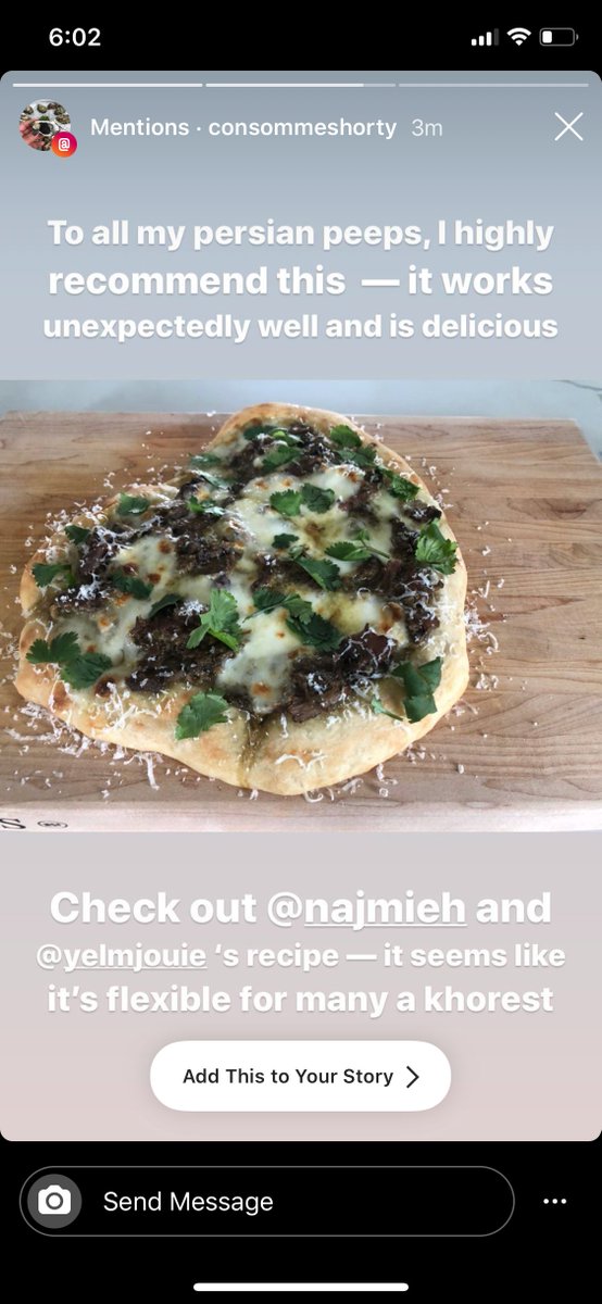 6. Admiring the free-flowing, amorphous nature of this one from @Consommeshorty (on Instagram). So avant-garde  #GhormehSabziPizzaPlease send me your pics if you decide to make this dish during  #quarantine! I'll update this thread!