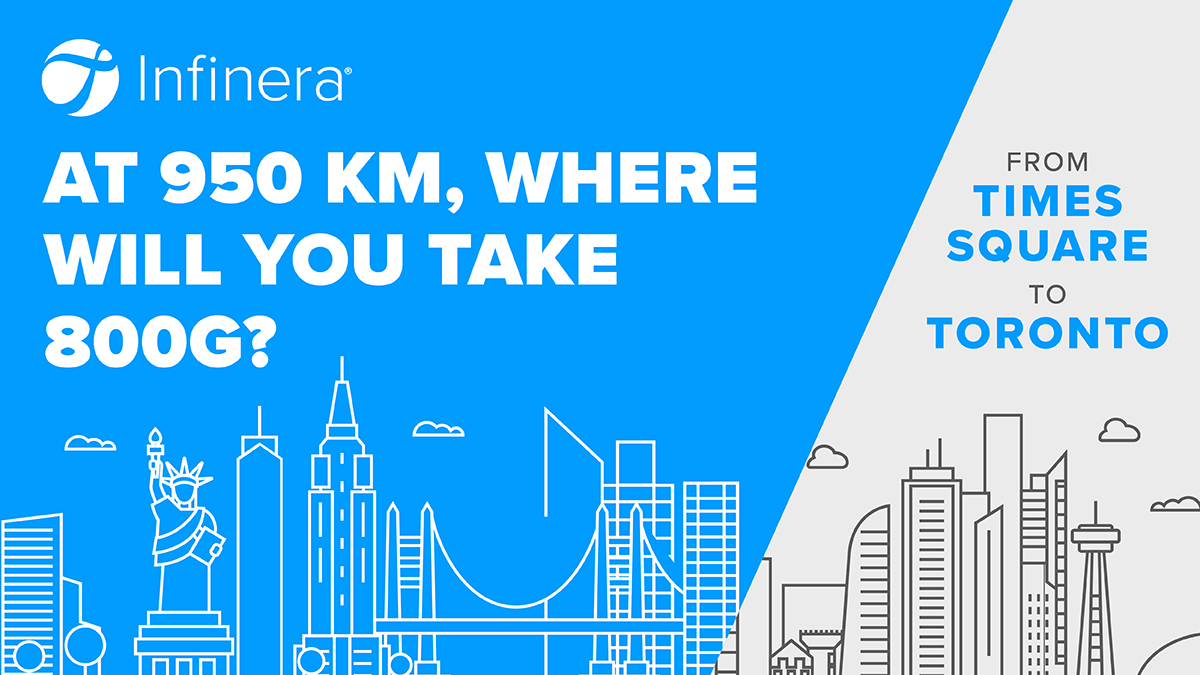 Infinera's tweet image. Where will you take Infinera’s #800G #opticalengine? 950 km takes you almost halfway across Europe–so from Paris to Prague? From Times Square to Toronto? From Seoul to Shanghai? From San Diego to San Francisco? There are so many possibilities! Learn more: infinera.com/innovation/ICE…