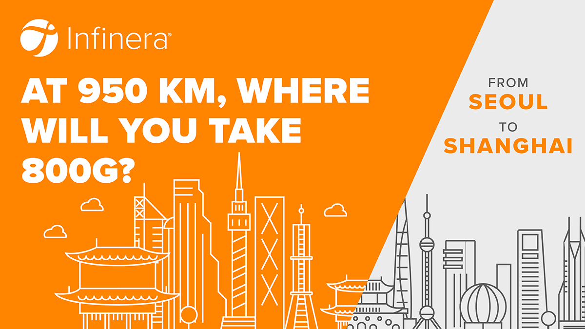 Infinera's tweet image. Where will you take Infinera’s #800G #opticalengine? 950 km takes you almost halfway across Europe–so from Paris to Prague? From Times Square to Toronto? From Seoul to Shanghai? From San Diego to San Francisco? There are so many possibilities! Learn more: infinera.com/innovation/ICE…