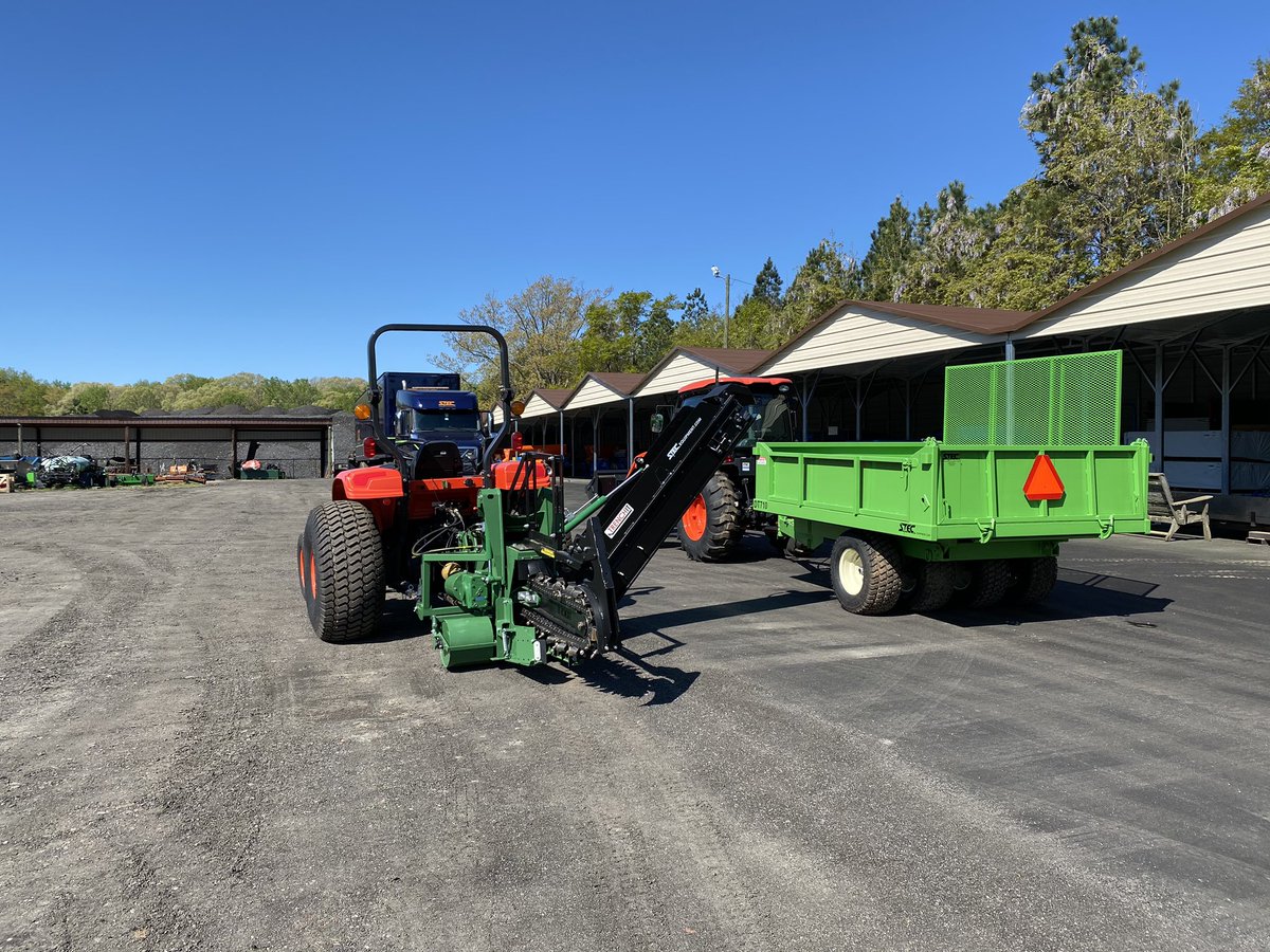 cliffwstewart's tweet photo. Upcoming project? Want to offer a specialized service? @STECEquip has got you covered on the #TCTFairway Trencher #DT710 Trailer & the @KIOTITractor. We can get you financed on the whole package. @life_turf @BCSTEC9 @BertBrace @turffboy67 ππ#Drainage #SaveLabor #Worksmarter https://t.co/xOa8AM08HL