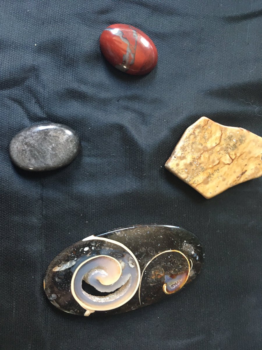 So these are my choices today:- picture jasper- fossil with agate druzy, I forgot the name- silver sheen obsidian- red jasperAnyone have a preference?