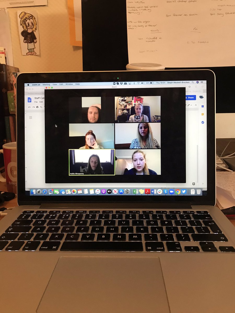 weareMinerva's tweet photo. Team meeting this evening from behind our desks. We’re cooking up some exciting stuff to keep our members and the wiser community engaged in the summer term. Taking time to reflect and get our response right. #normalservicewillresume #iloveyouththeatre https://t.co/KpPJQ19ncG