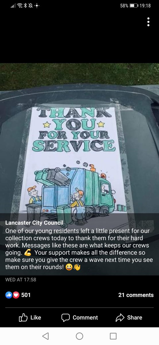 Thanks to our residents showing appreciation to our crews.

Keep it up.

We should have a weekly competition
Send in your photos to <a href="/LancasterCC/">Lancaster City Council</a> <a href="/MarkCDavies1/">Mark Davies</a> <a href="/willjgriffith1/">Will Griffith</a> 

<a href="/WilliamsonPark/">WilliamsonPark</a> <a href="/saltayre/">saltayrelancaster</a> <a href="/Printroomcafe/">Printroom Cafe & Bar</a> prizes for the best