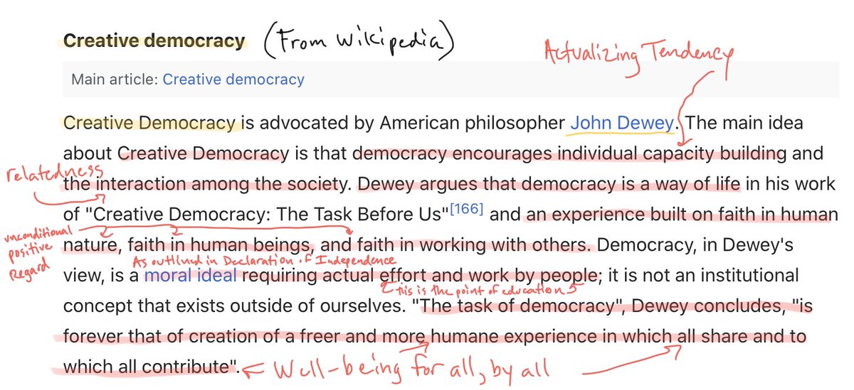 At the core of Self-Determination Theory (SDT) is the Actualizing Tendency (also known as Self-Actualization).SDT attempts to specify the conditions that support the Actualizing Tendency. Carl Rogers’ Person-Centered Therapy also attempts to do this. So does Democracy.