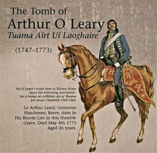 Ó Laoghaire’s wife, Eibhlín Dubh Ní Chonaill, wrote a famous lament for her fallen husband; a part of it is written on his tomb at Kilcrea Friary. His brother found Morris and shot him to avenge his brother in July. Morris survived, but died in 1775. (4/5...)