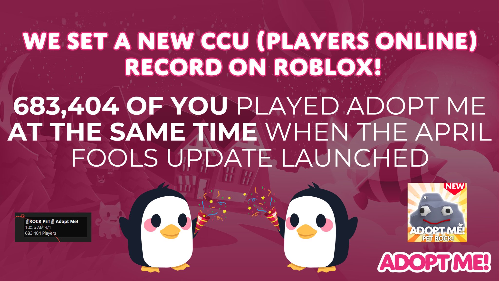 Cute pet-collecting Roblox game Adopt Me! sets new record with 1.6 Million players  online, more than CS:GO on Steam - Adopt Me!