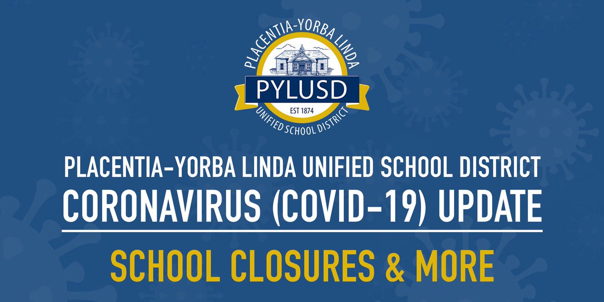 Per Governor Gavin Newsom, State Superintendent Tony Thurmond, and <a href="/OCDeptofEd/">OCDE</a> Superintendent Al Mijares’ recommendation on April 1, #PYLUSD campuses will remain closed for the rest of the 2019-20 school year. Distance learning will continue. Full message: pylusd.org/news/