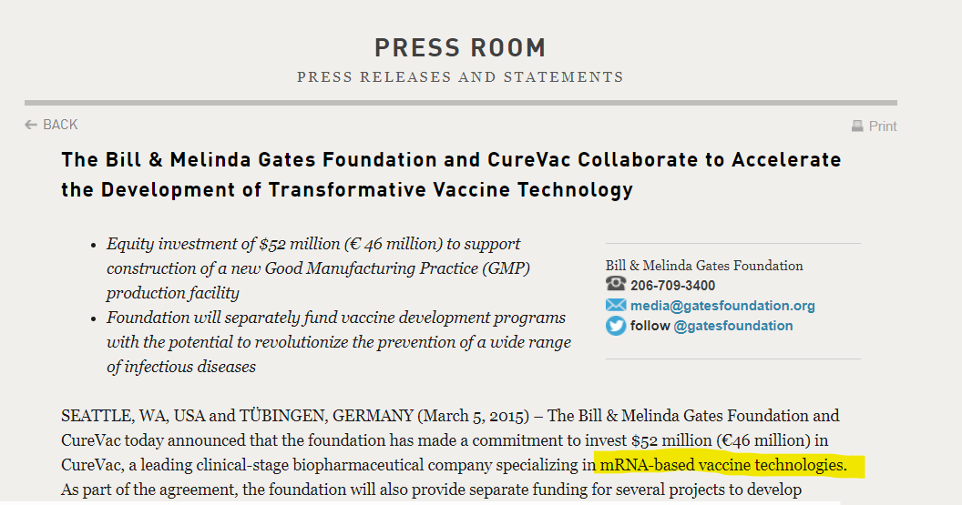 29* Gates'in yıllar önce yeni salgında rol alacağını belirttiği diğer şirket CureVac...CureVac, kendi mRNA teknolojisini geliştirmek için Gates Vakfı'ndan para aldı.