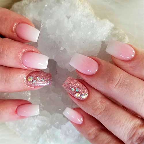 Cute Manicure В Twitter: „Cute Short Acrylic Nails Coffin Shaped With  Accent Glitter Nail Adorned With Crystals Tap For More ✓  Https://T.Co/J2Vwl9Suc0 @Manicurecute #Pinkandwhitenails #Ombrenails # Shortnails #Nails #Nails2020 Https://T.Co/Ymm1Kgzm33 ...