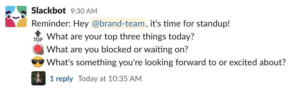 SlackHQ's tweet image. Touch base with your team members every morning — wherever they are — with an automated stand-up meeting reminder. ⏰  #SlackTips slack.com/help/articles/…