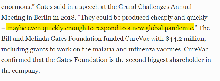 32* CureVac'ın ikinci büyük ortağı ise Gates Vakfı. Şirket bunu doğruladı. Gates, 2018'de Berlin'de şirketin önümüzdeki salgın içi hızlı şekilde aşı üretebileceğini söylemişti.