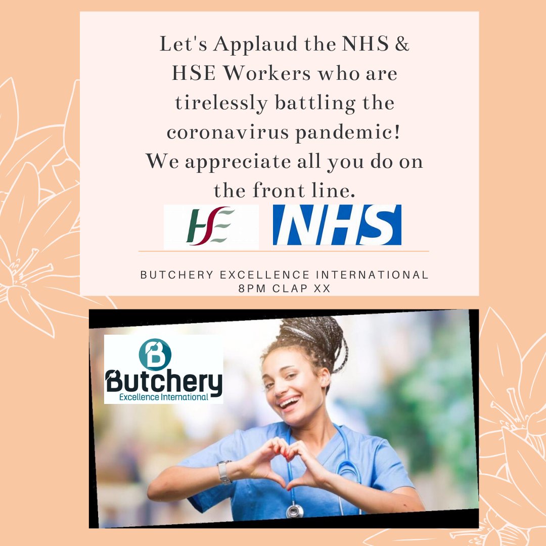 A massive Thank-you to the staff working for the NHS and HSE at this time on the front line who are keeping us safe and saving lives. #8pmclap #nhs #hse #butcheryexcellence