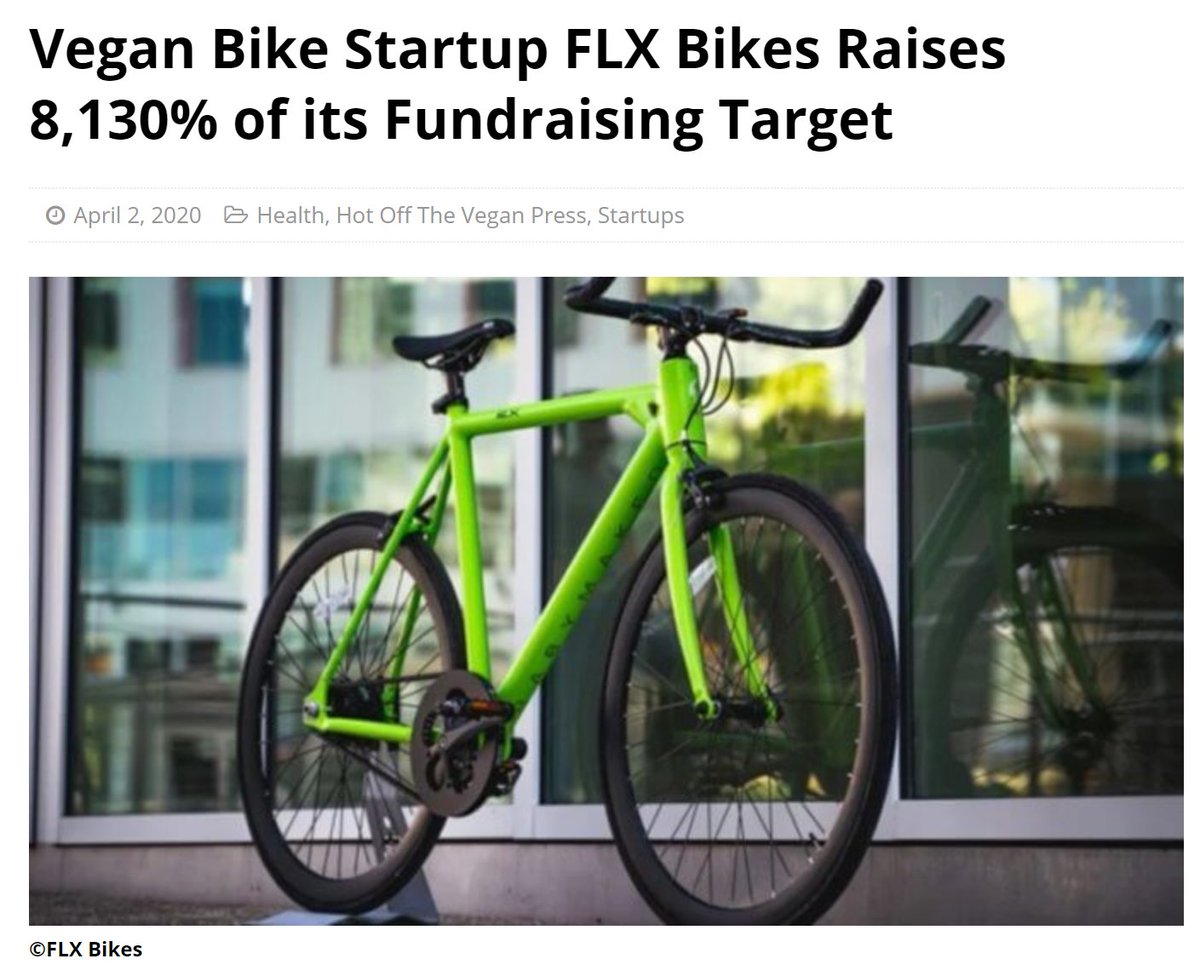 Vegan Bike Startup FLX Bikes Raises 8,130% of its Fundraising Target 

<a href="/vegconomist/">Vegconomist Global</a> <a href="/Forbes/">Forbes</a> <a href="/TechCrunch/">TechCrunch</a> <a href="/verge/">The Verge</a> <a href="/Gizmodo/">Gizmodo</a>  <a href="/nytimesbusiness/">NYT Business</a> <a href="/ElectrekCo/">Electrek.co</a> Let's talk

vegconomist.com/startups/vegan…
