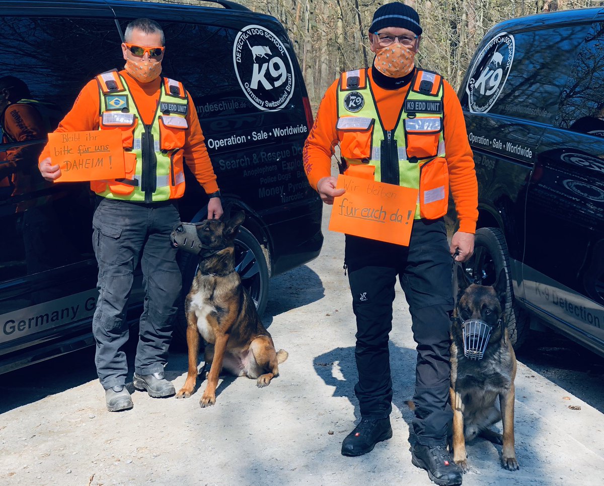 DetectionSchool's tweet photo. Auch wir sind weiterhin mit unseren Vierbeinern für eure Sicherheit da!🐕
#bleibtihrfürunszuhause
#wirbleibenfüreuchda 
#flattenthecurve #covid19 #stayathome #coronaspürhund #bleibtzuhause #bleibdaheim #sicherheit #schutzdienst #schutz #security #sprengstoffspürhund #k9dogs #k9 https://t.co/J3iBeGDZIu