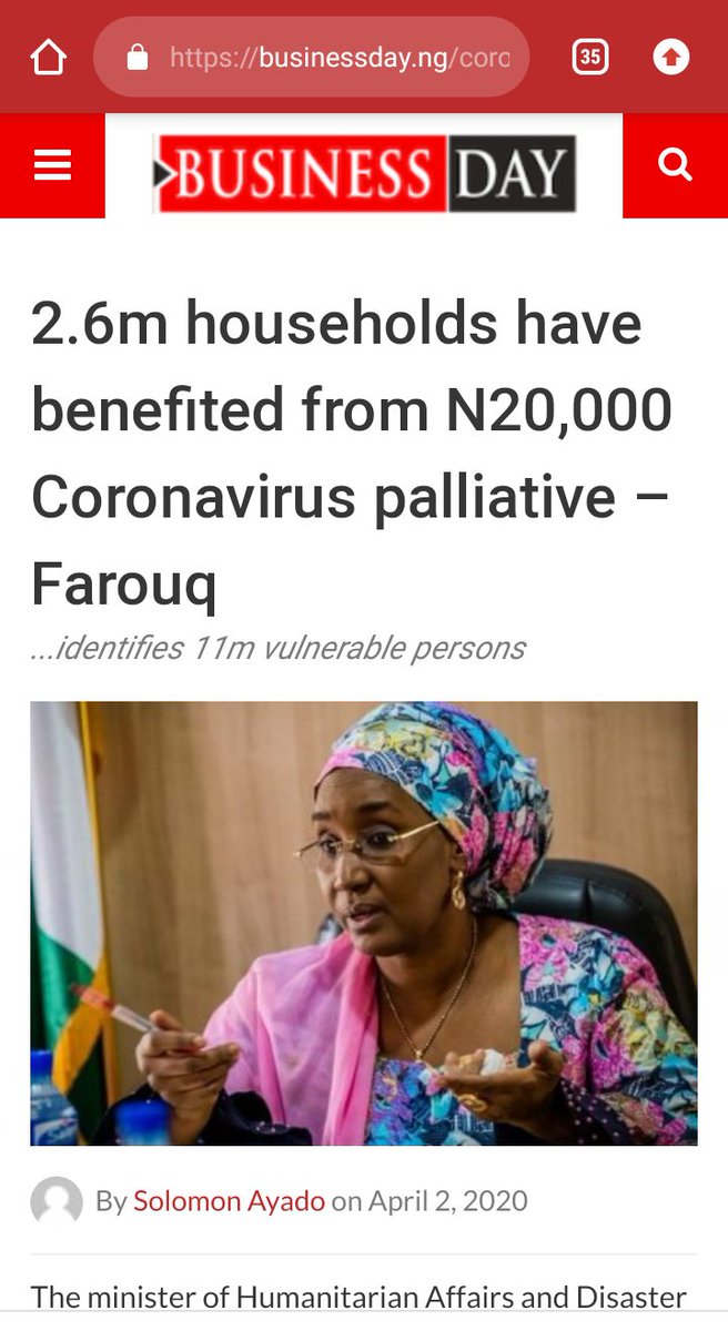 FestusGreen's tweet photo. 2.6M Households (HHs).
20k /6 persons /HHs = 120k/ per HHs.

120k X 2.6M HHs = #312B spent on #COVIDー19 palliative / FGN assisted Conditional Cash Transfer (CCT) in THREE STATES - Nasarawa, Katsina &amp; Anambra states + FCT Abuja in 24 hours?

APC= Association of Potent Criminals! https://t.co/fwkRPdiR0U