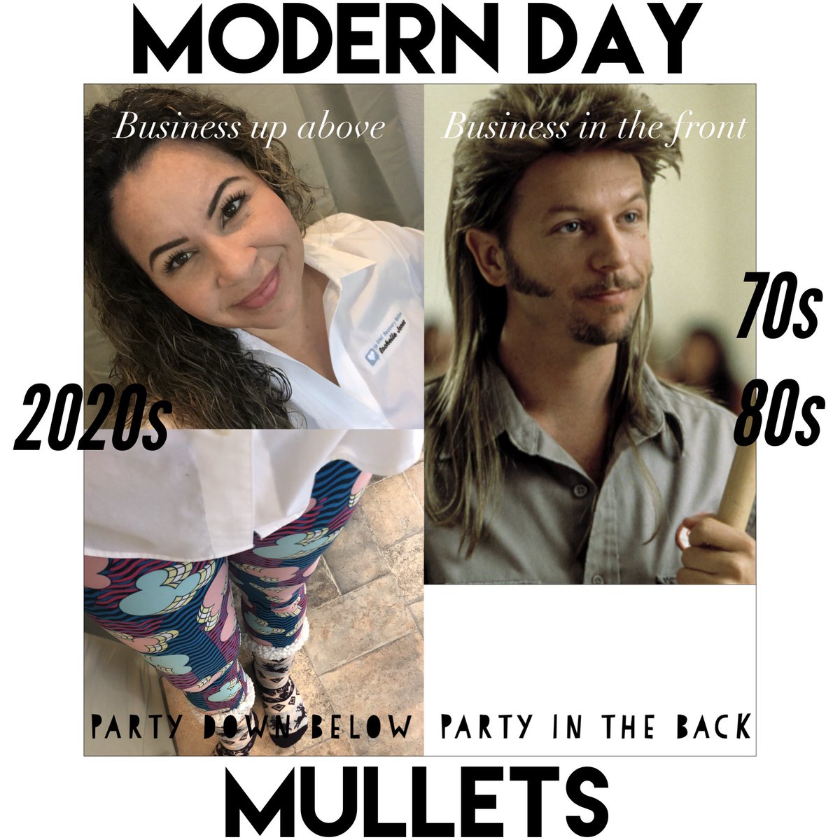 GRwRachelle's tweet photo. They’re baaackkk! Comment with your modern day #mullet photo.
.
We’re livin’ life via zoom, google meet, FaceTime, etc. and this look has become the norm. It’s ok, have fun with it. No shame here🤪
#RealYOUwell with #heartbreakhacker
#moderndaymullet https://t.co/jz08S0kV1N