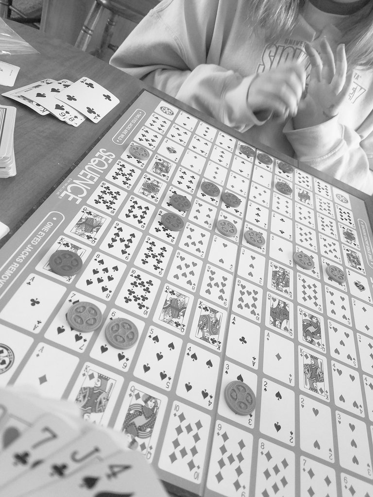 DSwangstue's tweet photo. Distance learning lunch break! A game of Sequence counts for math (in addition to the assigned work) #dothebestyoucan @cathydraper https://t.co/pzCvssCsJU