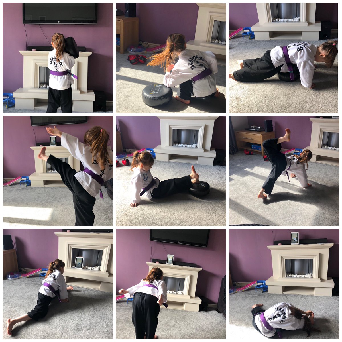 LouiseP2012's tweet photo. Robynn has been using her online tae kwon do classes to get her 30 mins of exercise per day @nptkd @CarnegiePS #teamcarnegie #carnegieP1andP2 https://t.co/2JPT6OO6o8