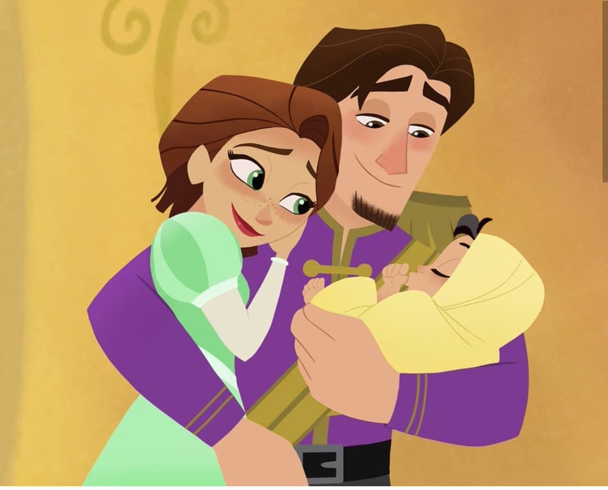 I love this art of Rapunzel and Eugene with a baby. ☀️

#Tangled #TangledtheSeries #RapunzelsTangledAdventure #Rapunzel 

Link: boards.fireden.net/co/last/50/108… (warning the discussion in this board has some adult content, but I wanted to give the source where I found the picture)