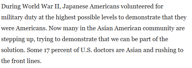 P.S. I just realized I fucked up my screenshots in tweet # 2 and didn't include the part where Yang specifically cites Japanese Americans volunteering for the Army in WWII. This is the offending language. 8/