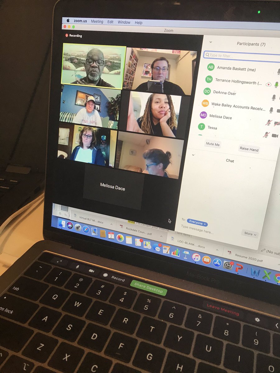 BaskettResearch's tweet photo. I had virtual mtgs from 8:30am until 8pm. Each 1 full of examples of resiliency & hope. This screenshot is our awesome @RockdaleMagnet Fund coming together to brainstorm how they as parents can further support students & staff during Covid-19. #stillacommunity #strongertogether https://t.co/d9vngLPbfI