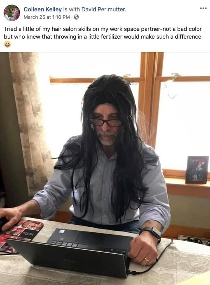 ohbabyrichards's tweet photo. In case you need a laugh (or an eye roll) - meet my Boomer parents #workingfromhome together for the first time. They are having spirit week. https://t.co/rtxv9AXxA6