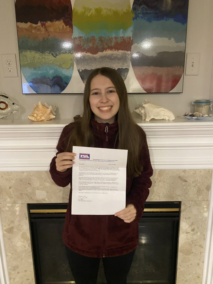 pbowman62's tweet photo. @TVTEengineering Double congratulations to Kaeli. Pennslvannia TSA Outstanding Female Scholarship Winner and accepted to MIT. https://t.co/tn7ViEDcML