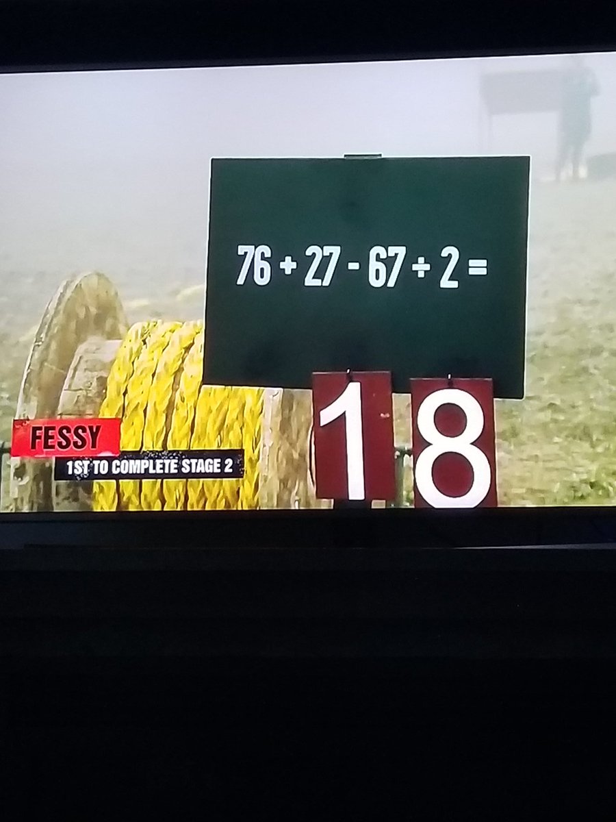 coachmorgan3rd's tweet photo. @ChallengeMTV check your math
Order of operations division should be done first (67÷2)=33.5 then add (76+27)=103. Finally do 103-33.5=69.5 
Please Excuse My Dear Aunt Sally
#math 
Signed, 
Third grade teacher https://t.co/xUrIBRdy0J